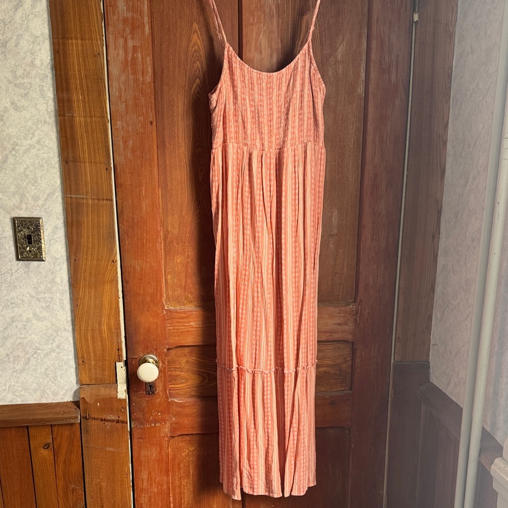 Coral Striped Maxi Dress